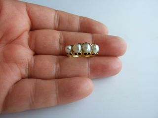 Antique Victorian Natural Pearls 18k Gold Ring
