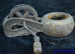 Collectable Old Ancient Exorcism Chinese Copper Carve Dragon Farm Tools Statue