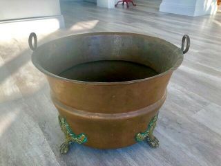 Antique Copper Kettle Cauldron Apple Butter Pot X Large Hammered