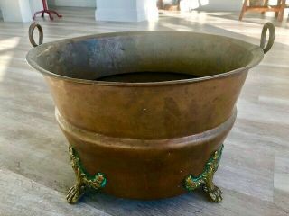 Antique Copper Kettle Cauldron Apple Butter Pot X LARGE Hammered 2