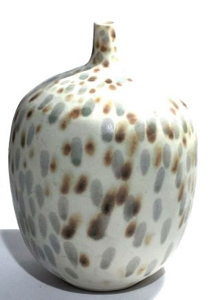 Signed Studio Pottery Thin Neck Speckled Glaze Modern Sculpture Vintage Vase