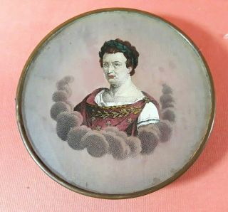 Antique French Hand - Painted Roman Emperor Candy Box