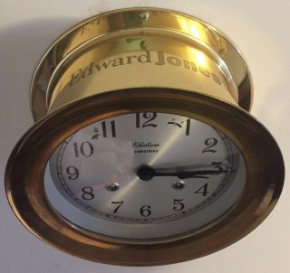 Large Brass Chelsea Ships Bell Clock Shipstrike 5 - 3/4 Dial w/key 6