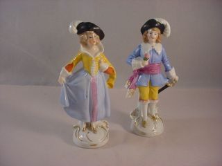 Vintage German Porcelain Bisque Man & Woman Figurines