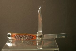 Vintage Schrade Walden - Trapper Pocket Knife - Peach Seed bone - USA - NY LQQK 3
