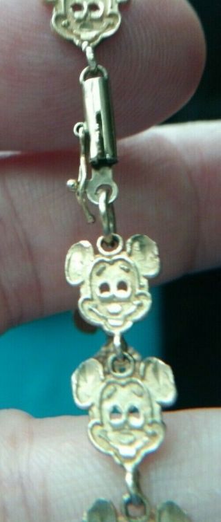 Vintage 10k Yellow Gold Mickey Mouse 7 Inch Bracelet 1763