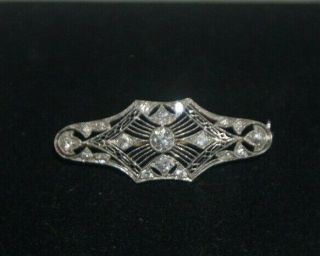 Vintage Estate Platinum And Diamonds Brooch Pin