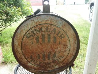 Antique Sinclair Opaline Motor Oil Rocker Can may 10 1927 3