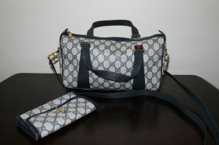 Authentic Vintage Gucci Web Crossbody Shoulder Bag Handbag Purse And Wallet