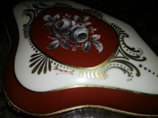 Antique French Porcelain Box w/ Hand Painted Flowers and Gold 5