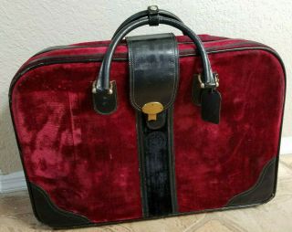 Authentic Vintage Roberta Di Camerino Bagonghi Leather Red Velvet Luggage - Rare