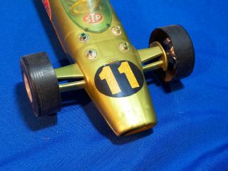 1960s Processed Plastics Toy Indy Race Car 11 STP Gas Oil VTG Driver Green 2