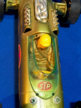 1960s Processed Plastics Toy Indy Race Car 11 STP Gas Oil VTG Driver Green 3