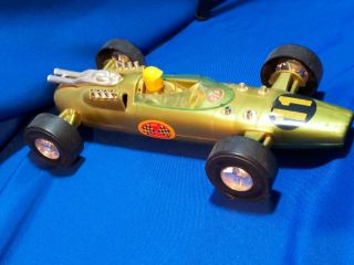 1960s Processed Plastics Toy Indy Race Car 11 STP Gas Oil VTG Driver Green 5