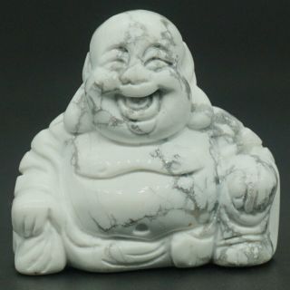 1.  1 Inch White Howlite Turquoise Carved Maitreya Happy Laughing Buddha Figurine