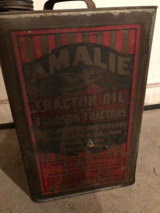 Rare 1920s Amalie Oil For Fordson Tractor Oil Can With Spout Vintage
