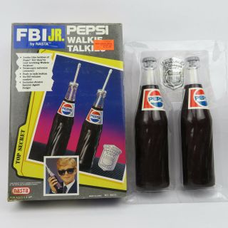 Vintage Nasta Fbi Jr.  Pepsi Bottle Walkie - Talkies,  1991,  W/badge