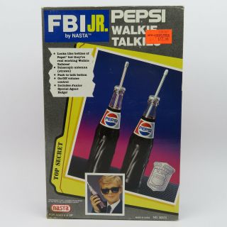 Vintage Nasta FBI Jr.  Pepsi Bottle Walkie - Talkies,  1991,  w/Badge 5