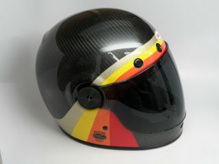 Bell Bullitt Carbon Bubble Motorcycle Helmet Chemical Candy Vintage Large