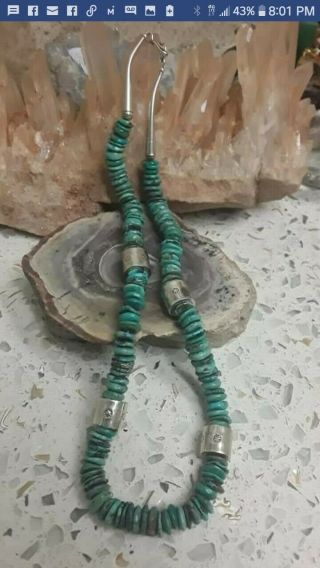 Vtg Sterling Navajo Turquoise Necklace