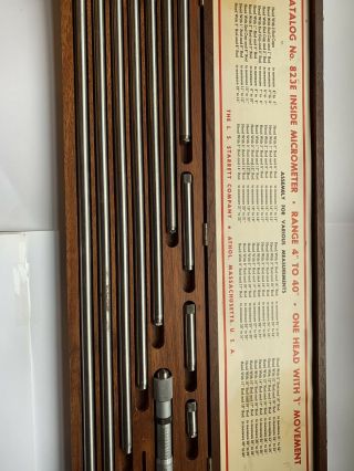 Vintage Starrett Tubular Inside Micrometer Model 823E 4 To 40 “ Machinist Tools 9