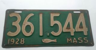 Vintage 1928 Massachusetts License Plate YOM Pair Cod Fish 2