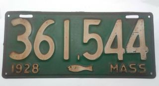 Vintage 1928 Massachusetts License Plate YOM Pair Cod Fish 4