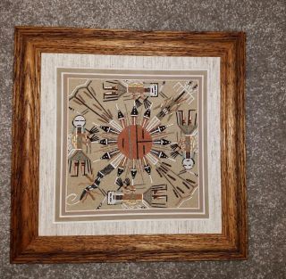 Sand Painting Framed Picture By Alvina Begay - 6x6 Navajo Artist 124951
