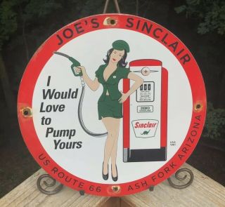 Vintage Sinclair Pump Gasoline Porcelain Sign Service Station Gas Pump Plate Oil