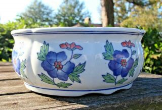 Large Vintage Chinese Hand Painted Porcelain Jardiniere Planter Pot/fish Bowl