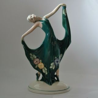 Vintage Art Deco Katzhutte Hertwig Ceramic Dancing Lady 12347 Figurine