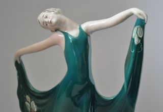 Vintage Art Deco Katzhutte HERTWIG Ceramic Dancing Lady 12347 Figurine 6