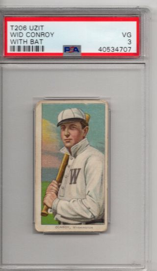1909 - 11 T206 - Wid Conroy - Batting - Psa 3 - Rare - Uzit