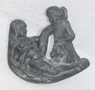 Vintage Old Belt Buckle Naughty/erotic Sheik - Sultan With Harem Girl