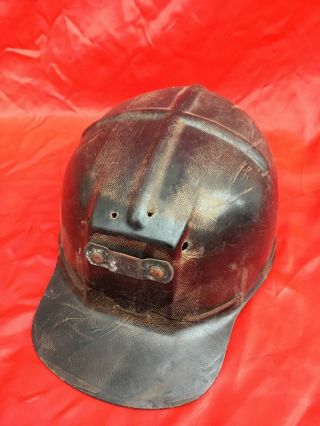 Vintage Msa Comfo Cap Mining Hat Coal Miner Tiger Stripe Helmet