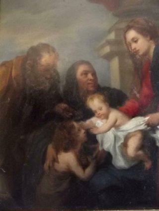 Antique Baroque OLD MASTER Oil Painting HOLY FAMILY WITH ATTENDANT SAINTS 1800 ' s 5