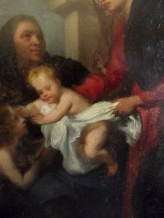 Antique Baroque OLD MASTER Oil Painting HOLY FAMILY WITH ATTENDANT SAINTS 1800 ' s 8