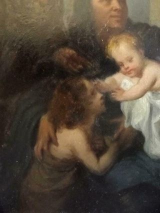 Antique Baroque OLD MASTER Oil Painting HOLY FAMILY WITH ATTENDANT SAINTS 1800 ' s 9