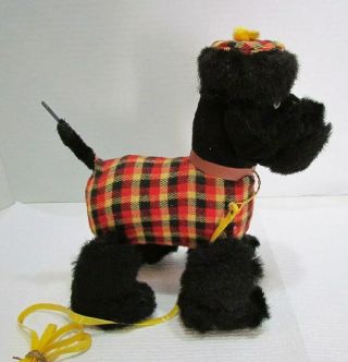 BLACK FRENCH POODLE DOG PULL TOY VINTAGE c.  1960 ' s by CRAGSTAN MADE IN JAPAN TIN 2
