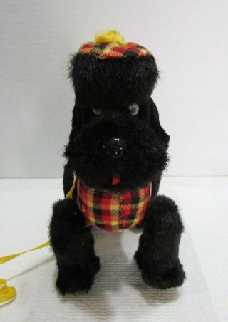BLACK FRENCH POODLE DOG PULL TOY VINTAGE c.  1960 ' s by CRAGSTAN MADE IN JAPAN TIN 3