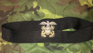 Ww2 Era Us Navy Officers Visor Hat Bullion Cap Badge