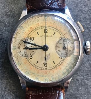Rare Vintage Angelus 210 Monopusher Chronograph Watch