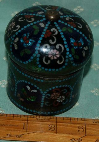 Antique Vintage Cloisonne Pot With Lid 3.  5 " Height C1930 - 40s