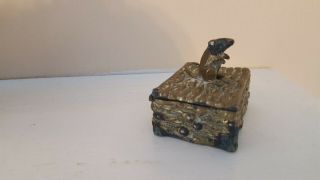 Antique 19th Century Brass Mouse On Cheese Stamp Box English