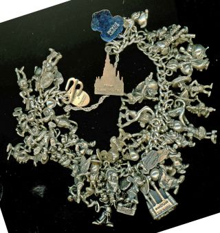 45 Walt Disney Charms 150.  25 grams Vintage Sterling Silver Charm Bracelet 3