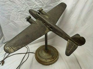 Rare US Mail Boeing 247 United Airlines Airplane Lamp 1933 Deco Rehberger Co. 3