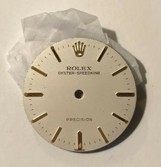 Vintage Rolex Speedking Dial 23mm White Dial Precision Gold Stick Markers.