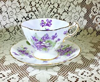 Vintage Hammerley Victorian Violets Teacup And Saucer Set English