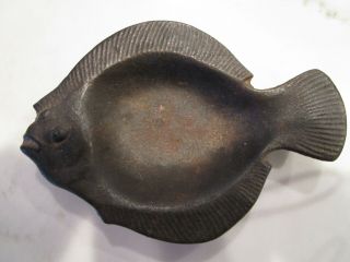 Vintage Japanese Cast Iron Flounder Fish Plate Dish Marked Japan
