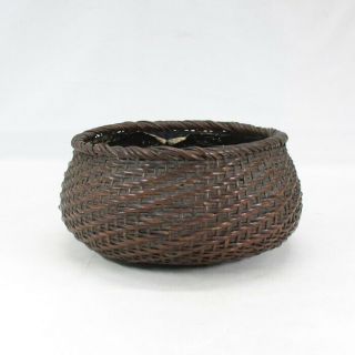 F782: Japanese Old Tasty Bamboo Weaving Ware Charcoal Basket For Tea Ceremony